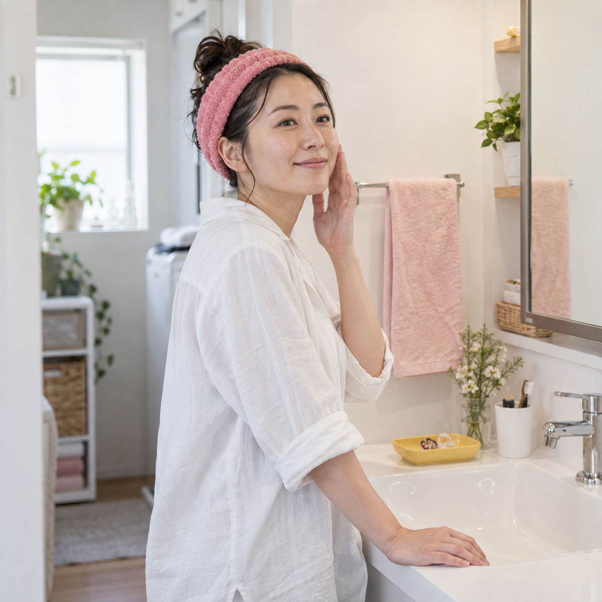 朝の身支度をする女性のイメージ